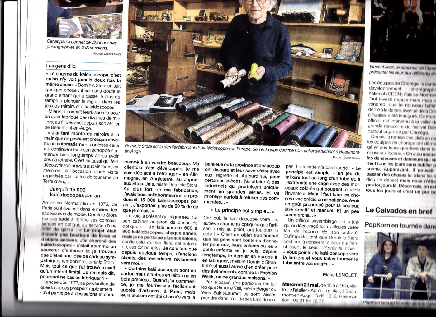 Article Ouest-France : Portrait de Dominic Stora